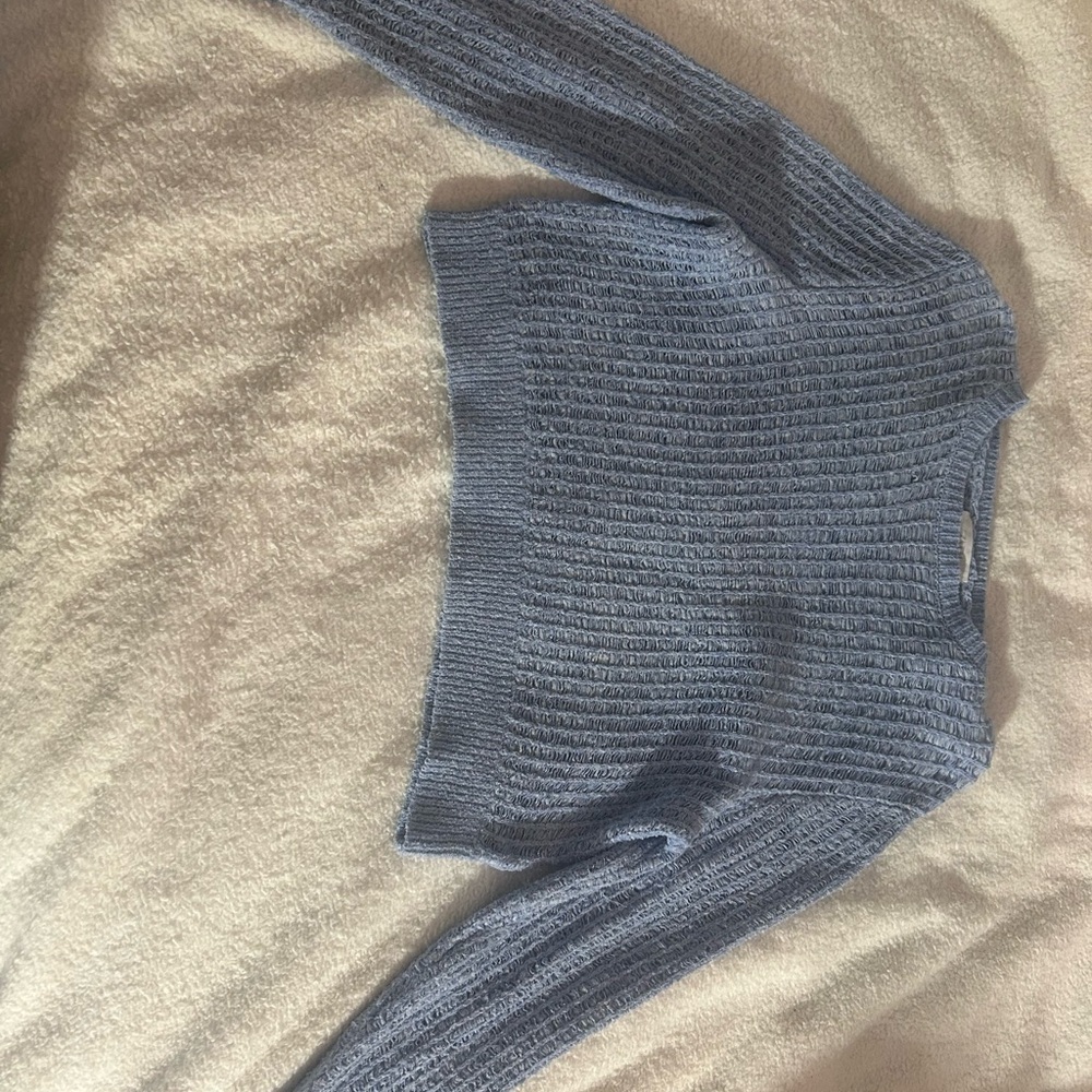 Zara Light Blue Ribbed Sweater